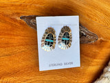 Sterling Silver Black Onyx and Opal Inlay Earrings STER031