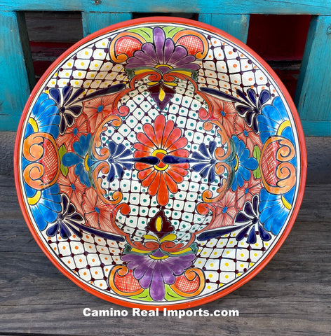 Talavera Pottery Large Salad Bowl Plate 16" TPSB12008