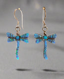 Sterling Silver Turquoise and Opal Inlay Earrings STER022