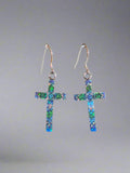 Sterling Silver Crosses Opal Inlay Earrings STER003
