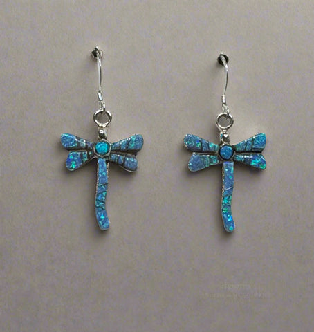 Sterling Silver Turquoise and Opal Inlay Earrings STER022