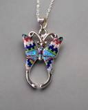 Sterling Silver Multi-stone Opal Inlay Butterfly Pendant STSP0054