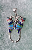 Sterling Silver Multi-stone Opal Inlay Butterfly Pendant STSP0054