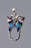 Sterling Silver Multi-stone Opal Inlay Butterfly Pendant STSP0054