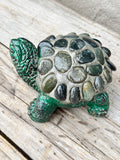 Concrete Cement Small Turtle With River Rocks Garden Decor