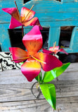 3 Metal Flowers Yard Or Garden Decor MRFB046