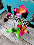 3 Metal Flowers Yard Or Garden Decor MRFB046