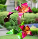 3 Metal Flowers Yard Or Garden Decor MRFB046