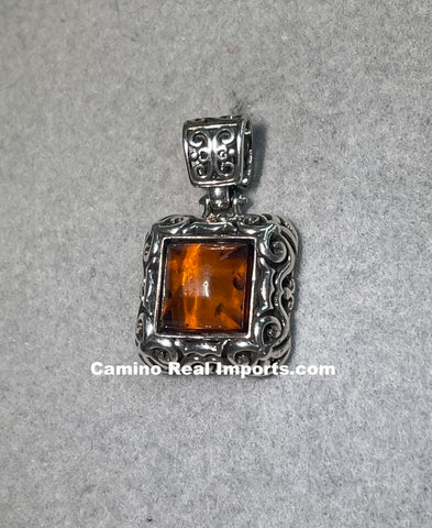 Sterling Silver Amber Pendant SSAP004