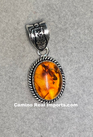 Sterling Silver Amber Pendant SSAP003