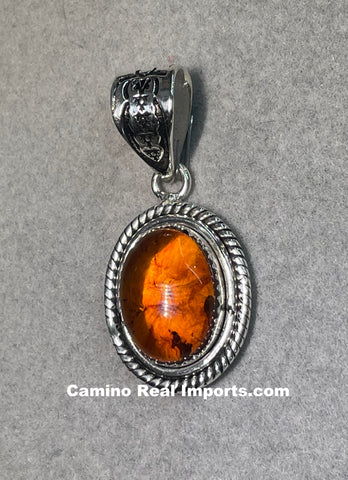 Sterling Silver Amber Pendant SSAP001