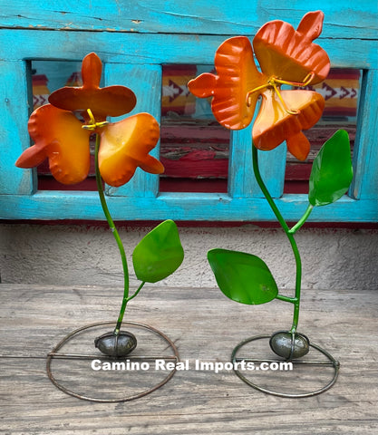 Set Of 2 Metal Flowers Yard Or Garden Decor 2SMF004