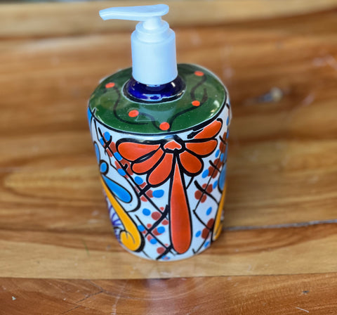 Mexican Talavera Lotion or Soap Dispenser TD032