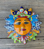 Mexican Wall Hanging Talavera Pottery Sun Face 9 1/2" TSM10009