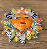 Mexican Wall Hanging Talavera Pottery Sun Face 9 1/2" TSM10013