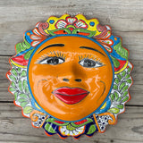 Mexican Wall Hanging Talavera Pottery Sun Face 14" TSL14002