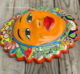 Mexican Wall Hanging Talavera Pottery Sun Face 14" TSL14002
