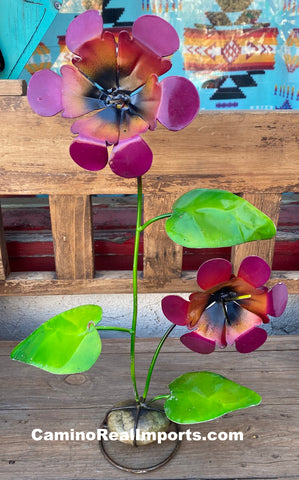 2 Metal Flowers Yard Or Garden Decor MRFB036