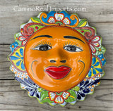 Mexican Wall Hanging Talavera Pottery Sun Face 14" TSL14008