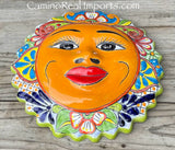 Mexican Wall Hanging Talavera Pottery Sun Face 14" TSL14008