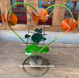 Heart Flower With Frog Yard Or Garden Decor MRFB041