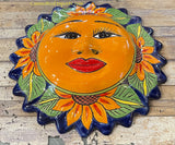Mexican Wall Hanging Talavera Pottery Sun Face 16.5" TSL165002