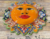 Mexican Wall Hanging Talavera Pottery Sun Face 16.5" TSL165003