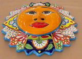 Mexican Wall Hanging Talavera Pottery Sun Face 16.5" TSL165004