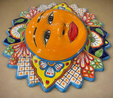 Mexican Wall Hanging Talavera Pottery Sun Face 16.5" TSL165004