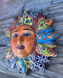 Mexican Wall Hanging Talavera Pottery Sun Face 9 1/2" TSM10010