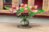 Metal Flowers With Ladybug Yard Or Garden Decor MRFB042