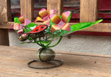 Metal Flowers With Ladybug Yard Or Garden Decor MRFB042