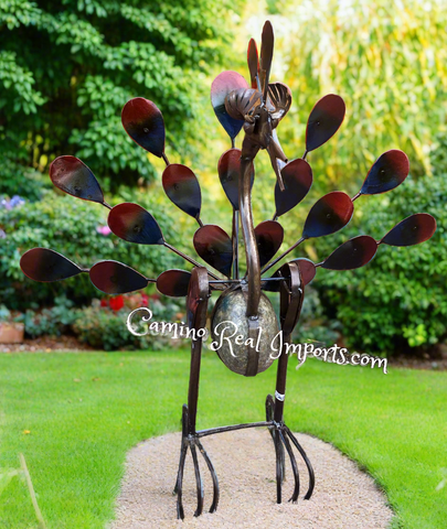 Metal Rock Rocking Peacock Yard Garden Ornament MTPCM005