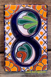 Talavera Tile House Numbers White with yellow dots Design