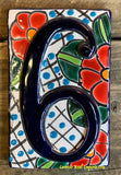 Talavera Tile House Numbers Red Flower Design