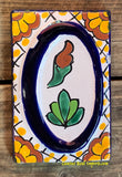 Talavera Tile House Numbers White with yellow dots Design