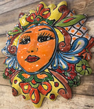 Mexican Wall Hanging Talavera Pottery Sun Face 9 1/2" TSM10018