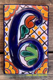 Talavera Tile House Numbers White with yellow dots Design