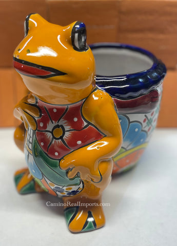 Talavera Frog Flower Pot Planter TFP8003