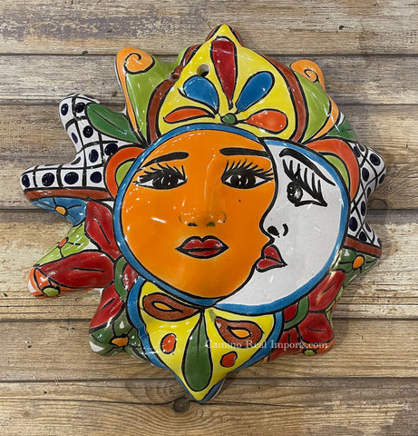 Mexican Wall Hanging Talavera Pottery Eclipse Sun Face TSFE1001
