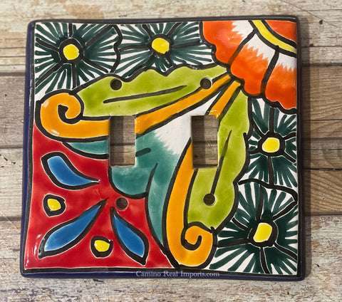 Talavera Pottery Double Toggle Switch Plate TTSPDB007