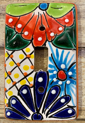 Mexican Talavera Pottery Single Toggle Switch Plate TTSP012