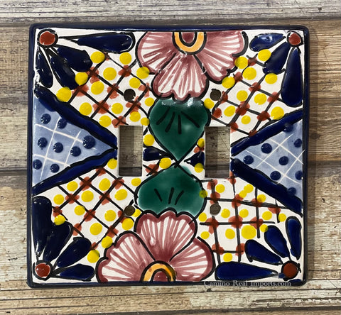 Talavera Pottery Double Toggle Switch Plate TTSPDB011