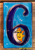 Talavera Tile House Numbers Sun with Moon Design