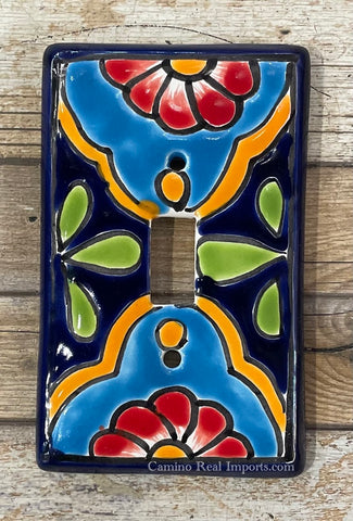 Mexican Talavera Pottery Single Toggle Switch Plate TTSP018