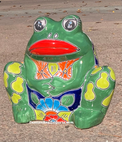 TALAVERA FROG FLOWER POT PLANTER TFP042