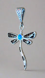 Sterling Silver Spiny Black Onix and Opal Dragonfly Pendant STSP0018