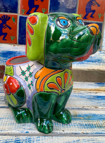 Talavera Dog Flower Pot Planter TDP019