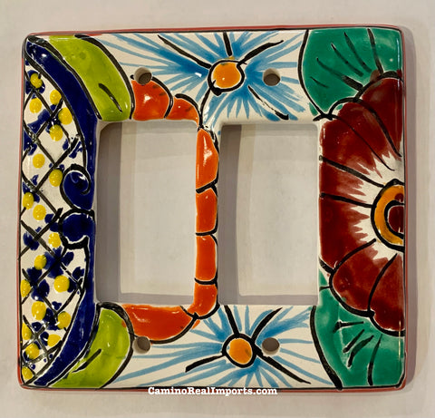 Talavera Pottery Double Rocker Switch Plate TDRSP002
