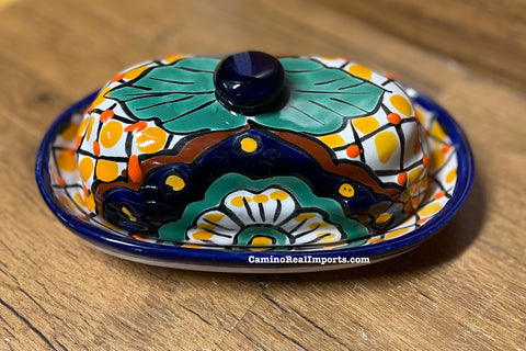 Talavera Pottery Butter Dish Hand Painted TBDMD001